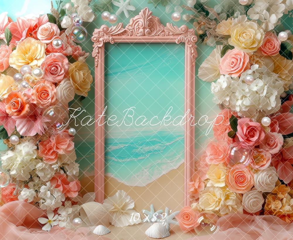Kate Flower Arch Seaside Pearls Backdrop Designed by Mini MakeBelieve - Kate Backdrop AU