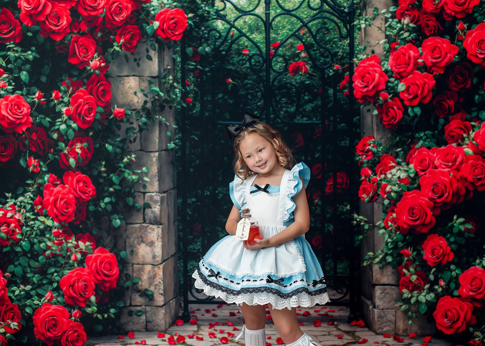 Kate Red Roses Garden Gate Backdrop Designed by Emetselch - Kate Backdrop AU