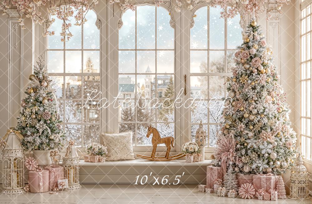 Kate Christmas Snowy Trees Window Backdrop Designed by Emetselch - Kate Backdrop AU