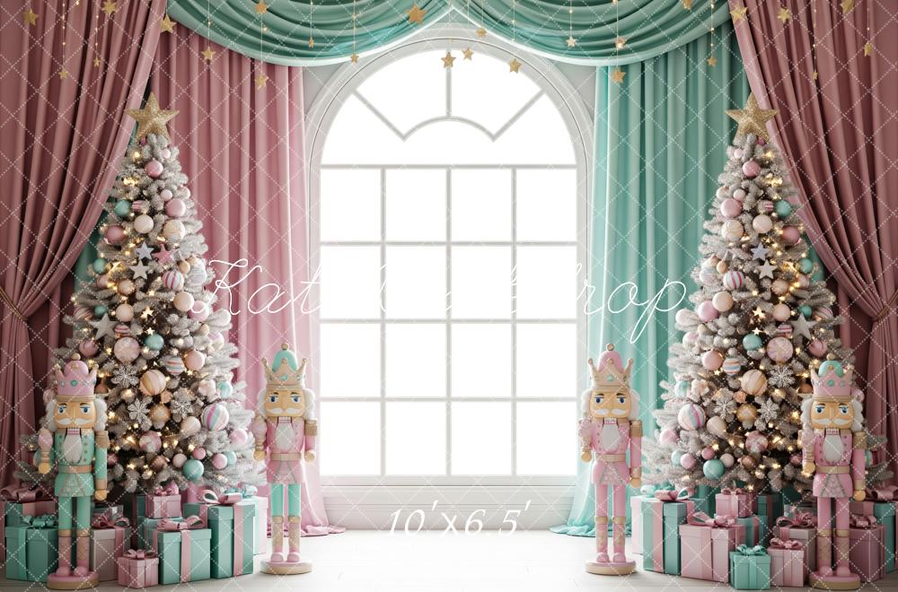 Kate Christmas Nutcracker Window Curtains Backdrop Designed by Patty Roberts