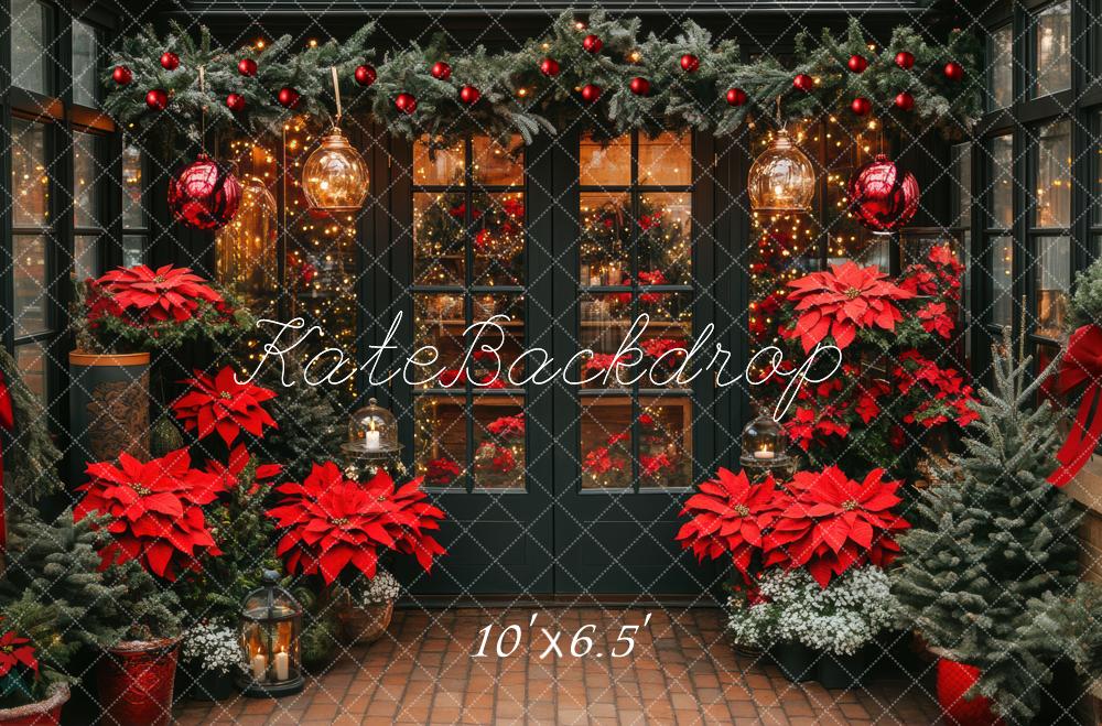 Kate Christmas Poinsettia Garland Backdrop Designed by Mini MakeBelieve - Kate Backdrop AU