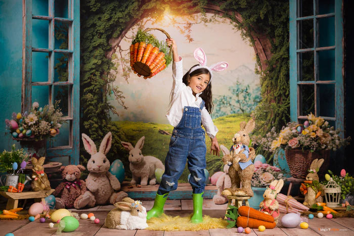 Kate Easter Bunny Window View Backdrop for Photography - Kate Backdrop AU