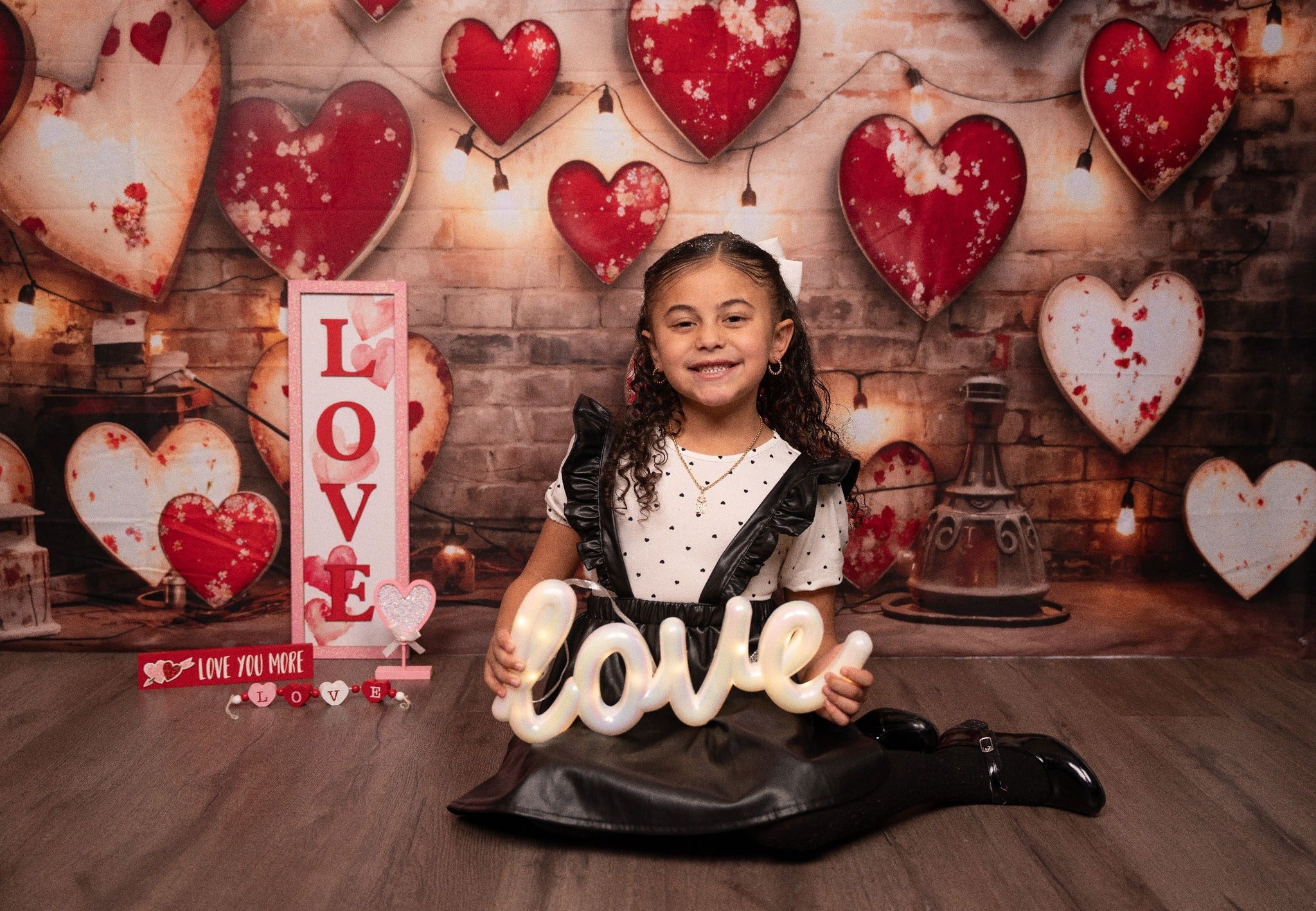 Kate Valentine's Day Industrial Sense Retro Lamp Wall Love Backdrop Designed by Emetselch - Kate Backdrop AU