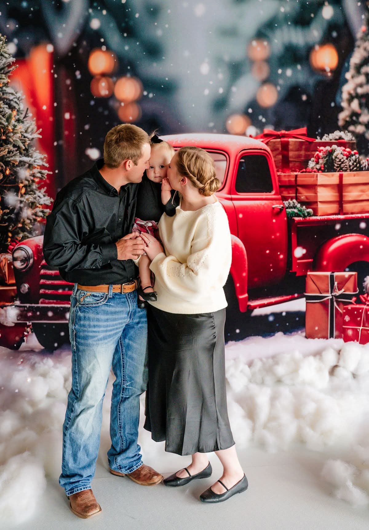Kate Christmas Snow Red Truck Backdrop Designed by Emetselch - Kate Backdrop AU