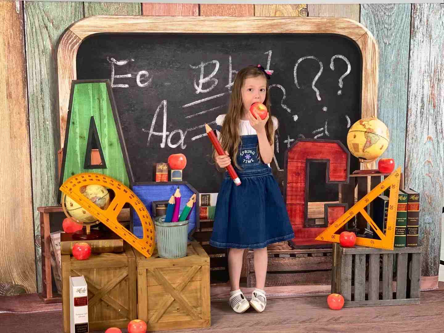 Kate Back to School Blackboard Colorful ABC Fleece Backdrop - Kate Backdrop AU
