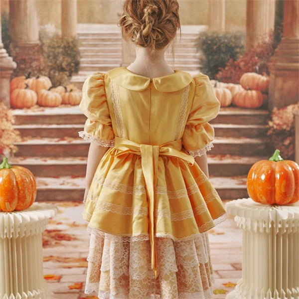 Kate Autumn Pumpkin Color Bow Dress