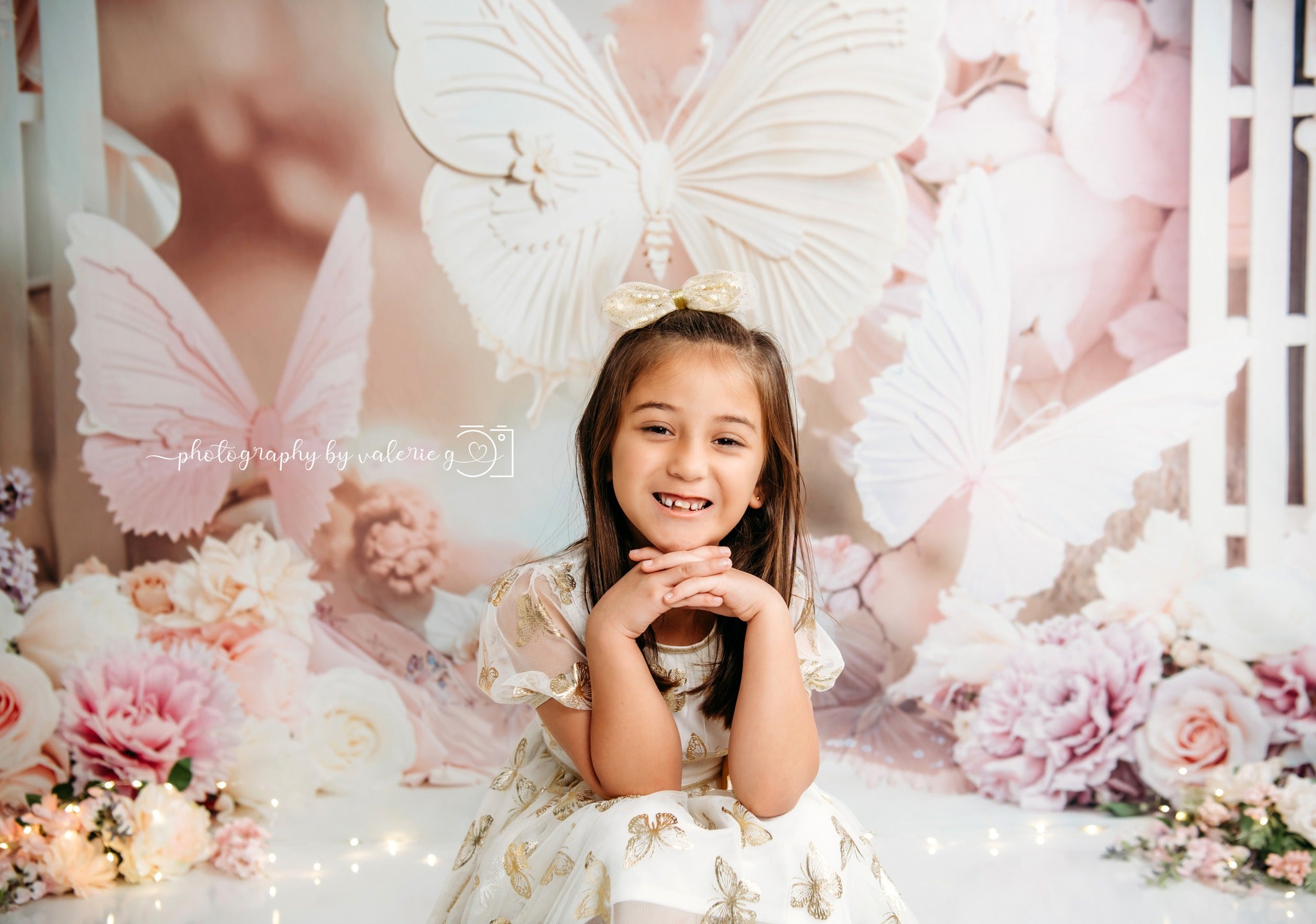 Kate Butterfly Flower Pink Pastel Backdrop Designed by Chain