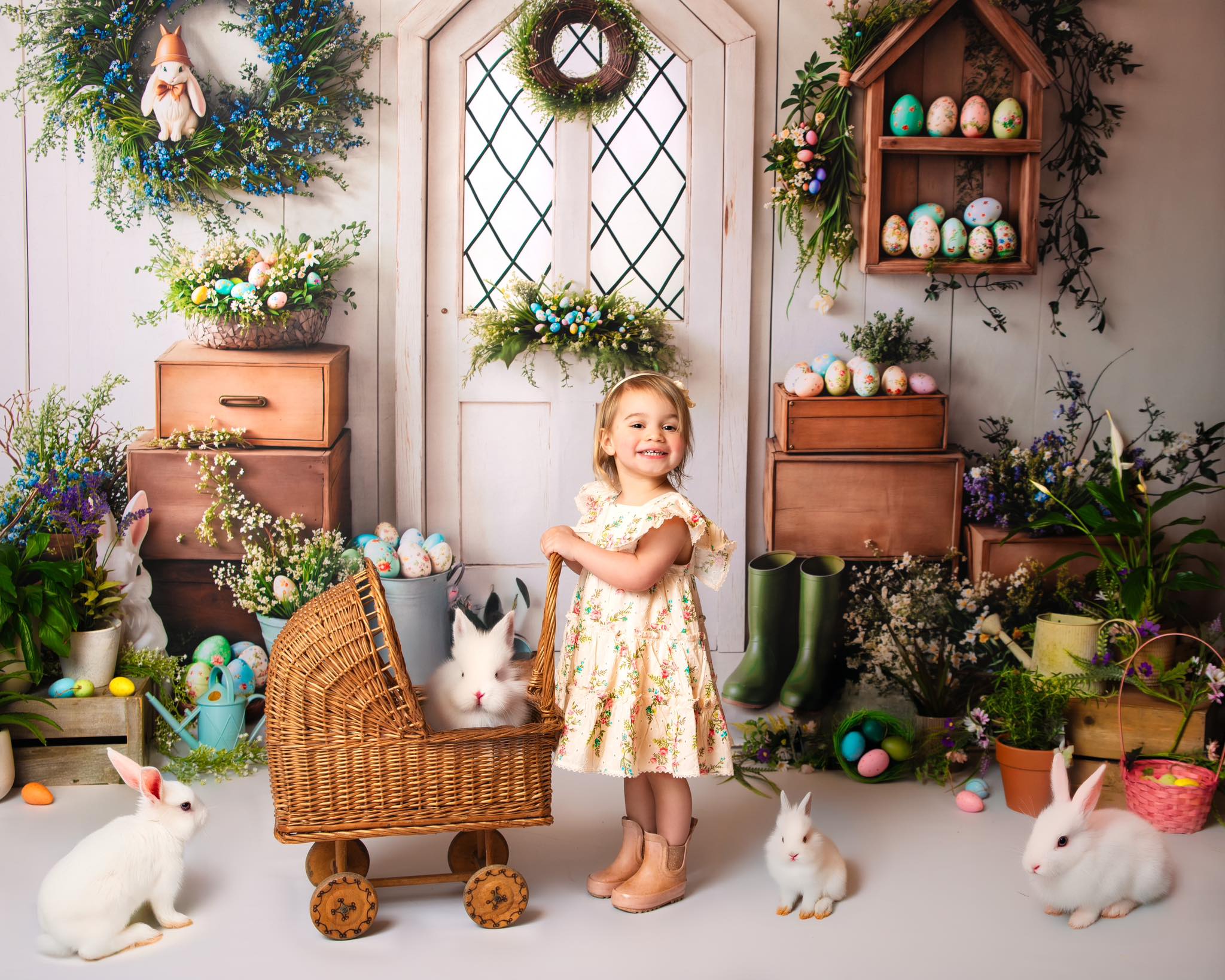 Kate Easter Bunny Spring Door Backdrop Designed by Emetselch - Kate Backdrop AU