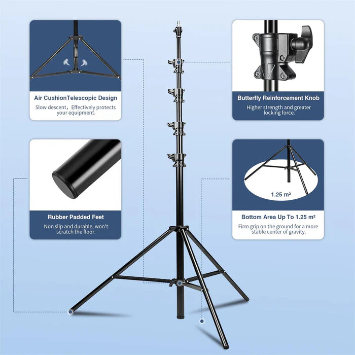 Kate Heavy Duty Light Stand Tripod - 15.7ft Air Cushioned Aluminum Alloy Lighting Stand with 2 Sandbags & 1/4"-3/8" Adapter 9.46lb Load for Photography