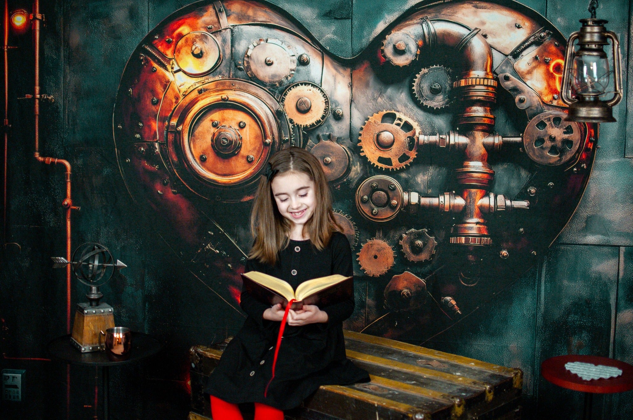 Kate Steampunk Heart Gears Backdrop Designed by Patty Roberts - Kate Backdrop AU