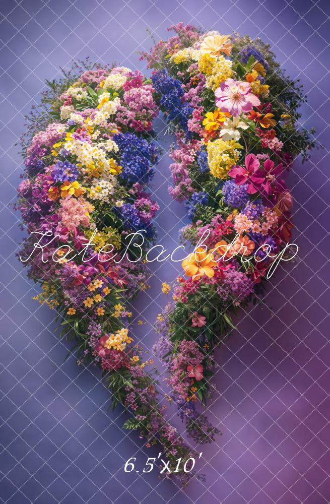 Kate Newborn Flower Heart Purple Backdrop Designed by Emetselch