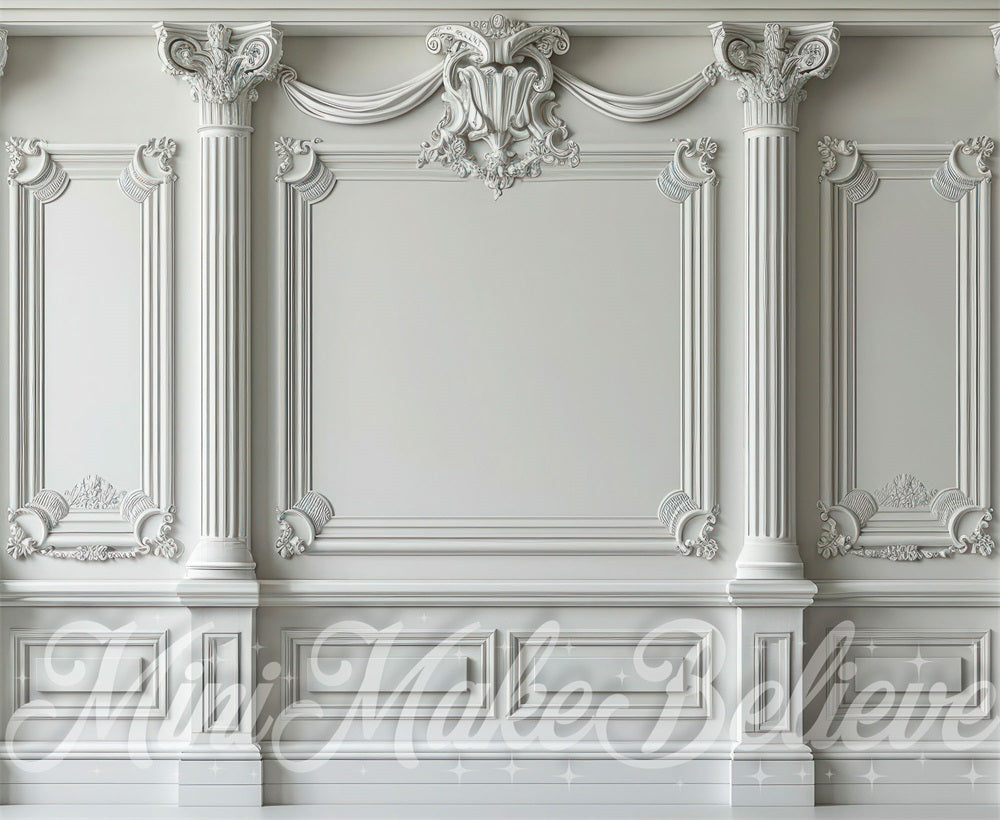 Kate Vintage Wall White Columns Ornate Backdrop Designed by Mini MakeBelieve
