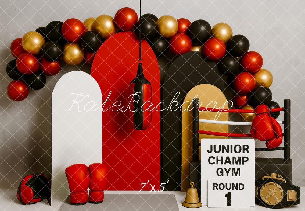 Kate Boxing Gym Gloves Ring Balloons Backdrop Designed by Patty Roberts - Kate Backdrop AU