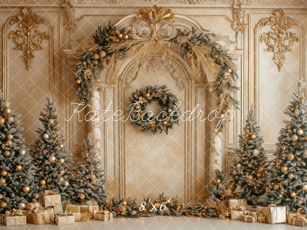 Kate Christmas Gold Archway Trees Backdrop Designed by Patty Roberts - Kate Backdrop AU