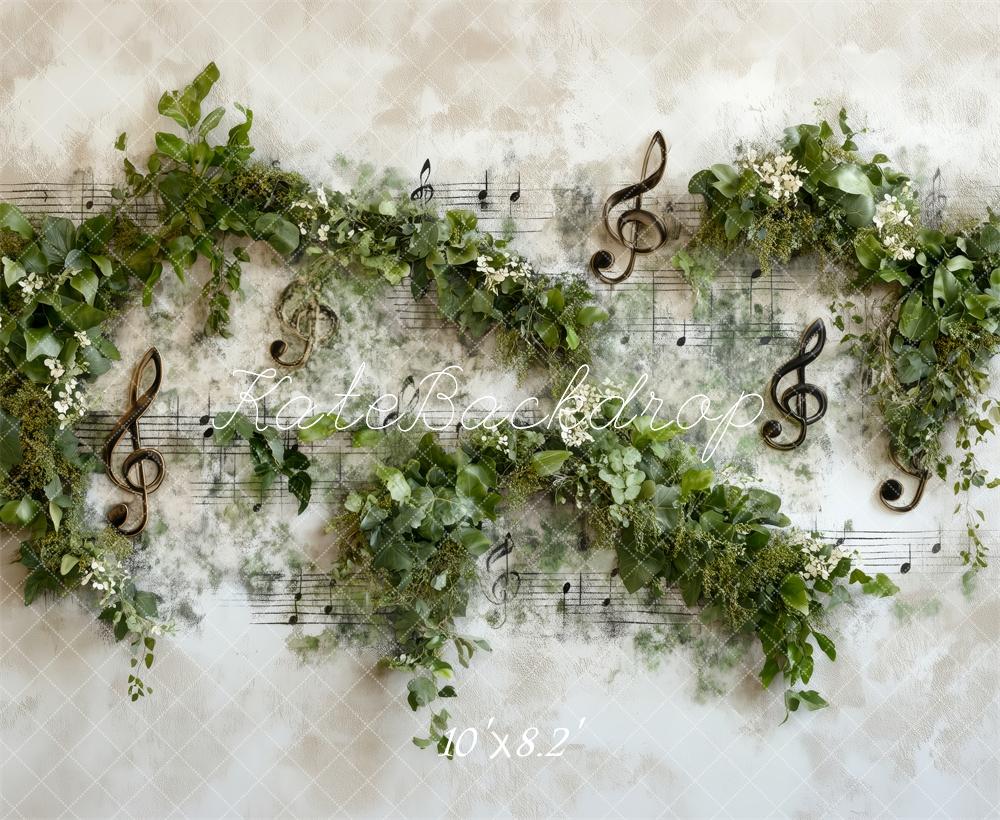 Kate Music Notes Greenery Backdrop Designed by Patty Roberts - Kate Backdrop AU