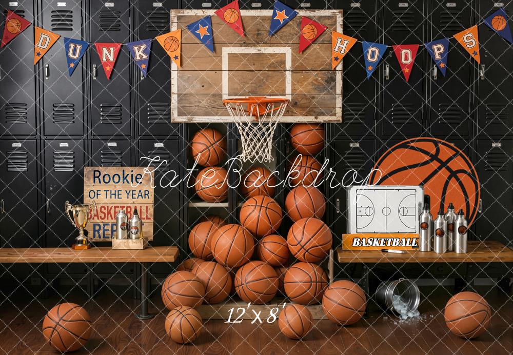 Kate Basketball Locker Room Hoop Benches Backdrop Designed by Emetselch