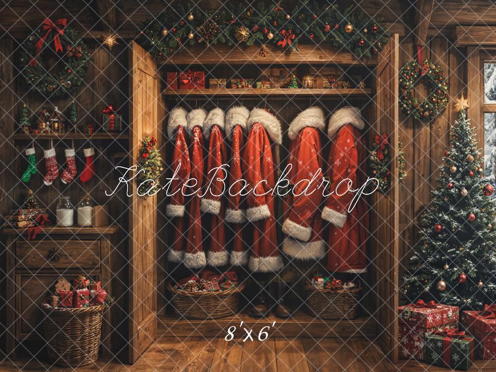 Kate Christmas Santa Closet Fleece Backdrop Designed by Emetselch - Kate Backdrop AU