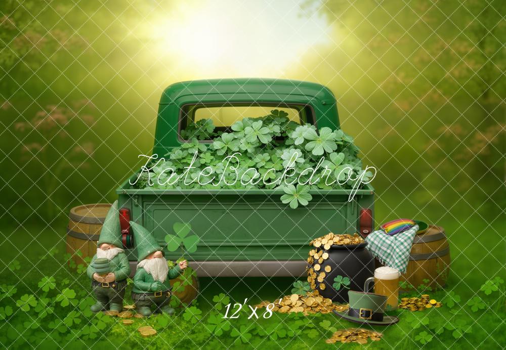 Kate Shamrock Truck Leprechaun Gold Fleece Backdrop Designed by Emetselch