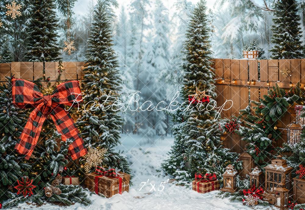 Kate Christmas Pine Trees Snow Backdrop Designed by Emetselch - Kate Backdrop AU