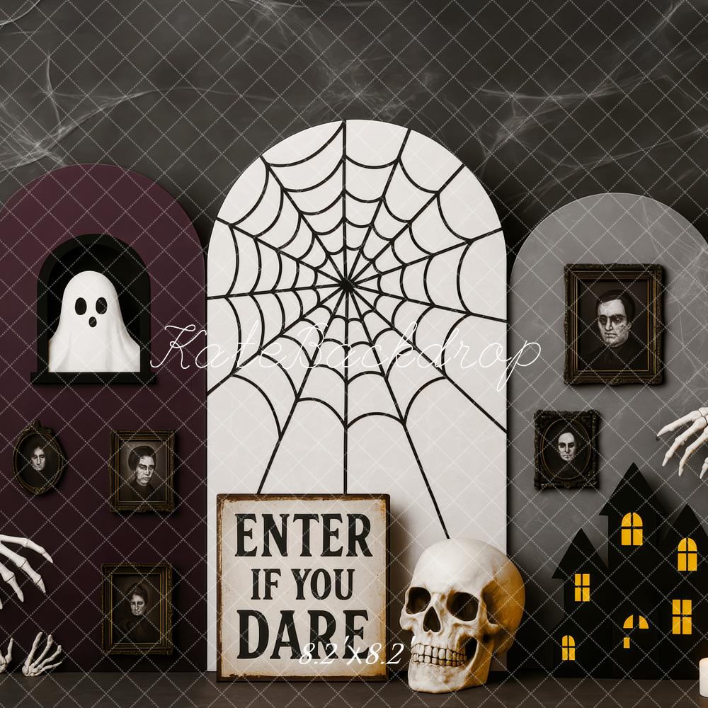 Kate Dark Halloween Spiderweb Skull Backdrop Designed by Patty Roberts - Kate Backdrop AU