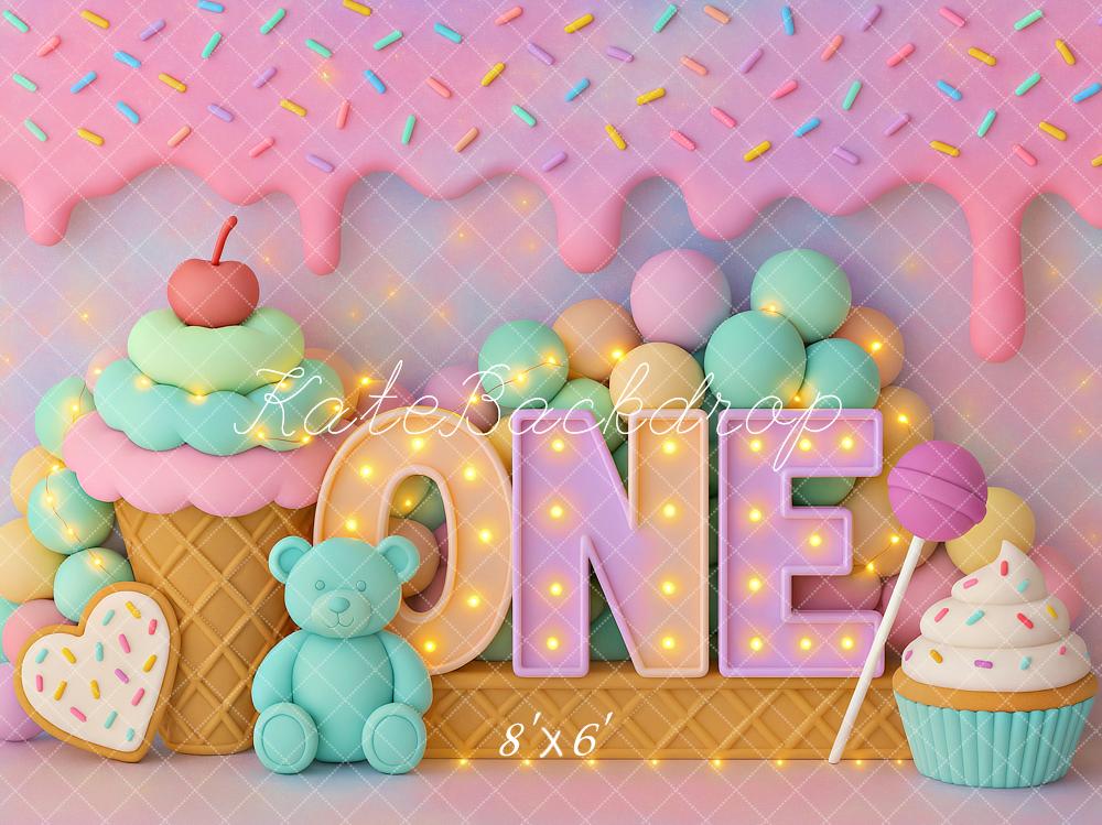 Kate Cake Smash ONE Ice Cream Backdrop Designed by Ashley Paul