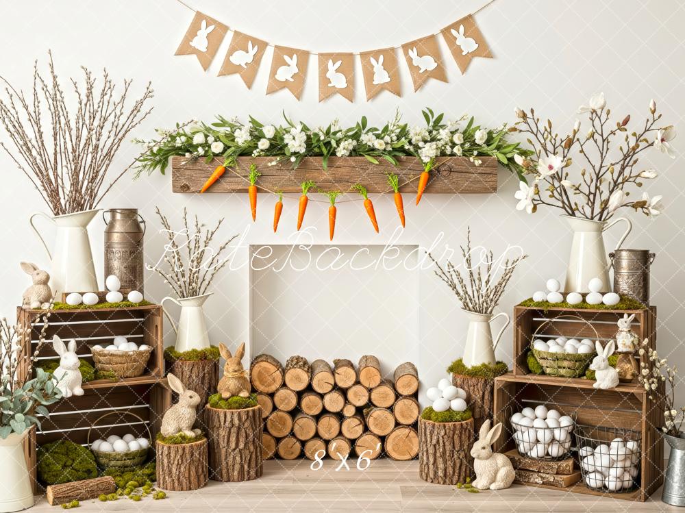 Kate Easter Bunny Carrots Wood Backdrop Designed by Patty Roberts