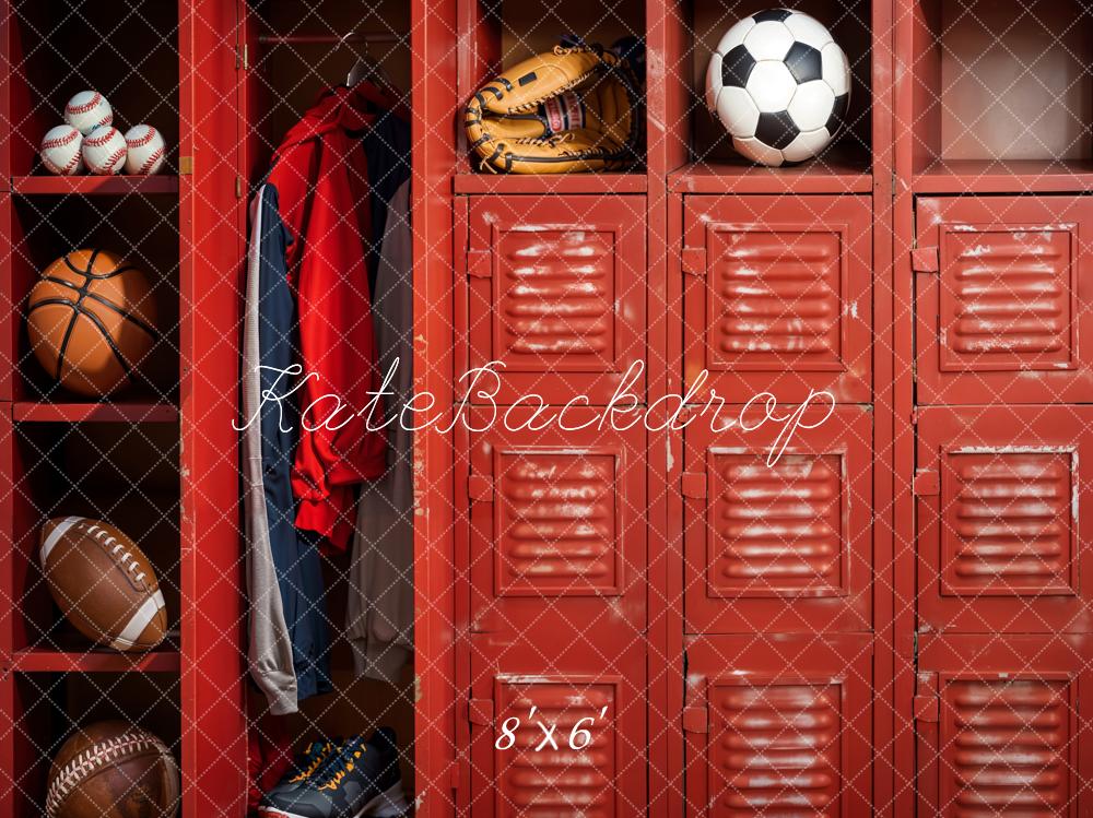 Kate Sports Locker Room Red Backdrop Designed by Emetselch