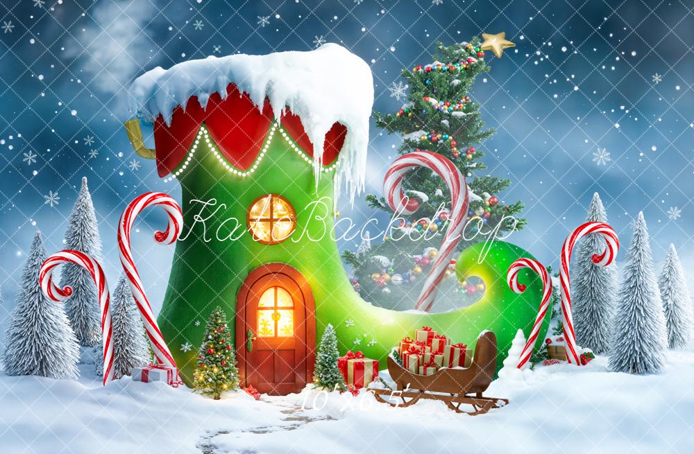Kate Elf Shoe House Christmas Tree Backdrop Designed by Emetselch