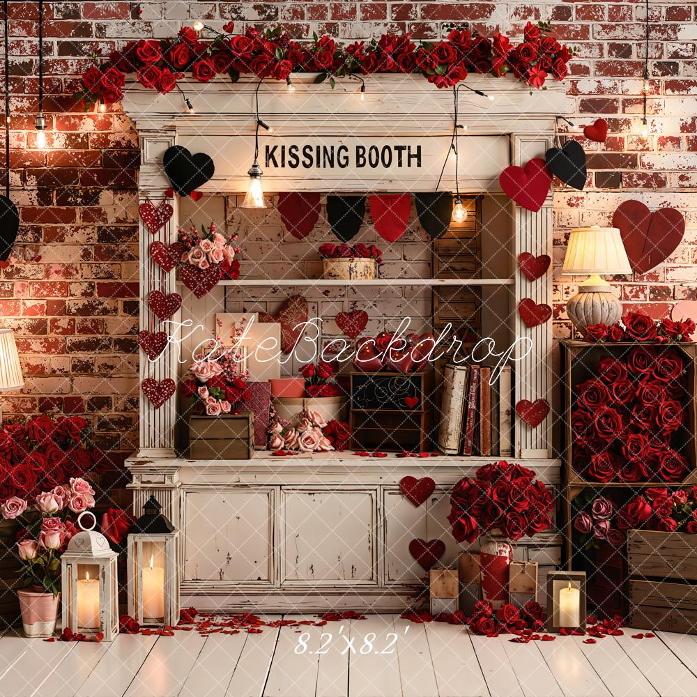 Kate Kissing Booth Red Roses Hearts Backdrop Designed by Emetselch