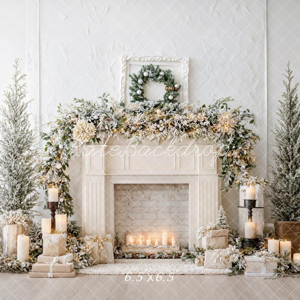 Kate Christmas Fireplace Garland Backdrop Designed by Emetselch - Kate Backdrop AU