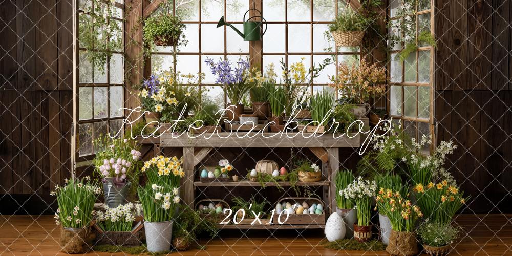 Kate Easter Eggs Flower Pots Windows Backdrop Designed by Emetselch