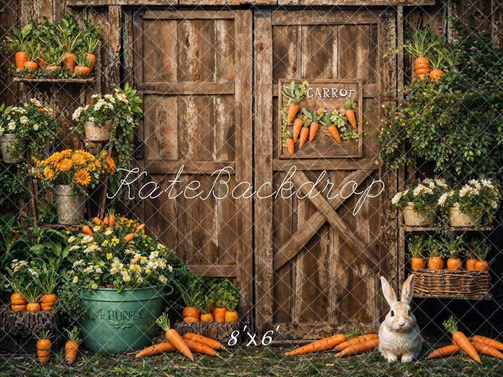 Kate Easter Bunny Carrots Wooden Door Backdrop Designed by Emetselch