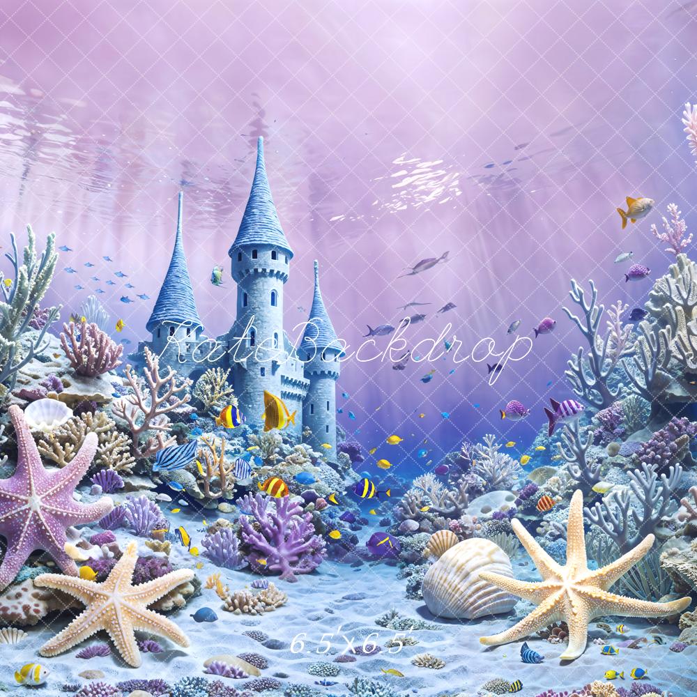 Kate Mermaid Underwater Castle Coral Starfish Backdrop Designed by Emetselch
