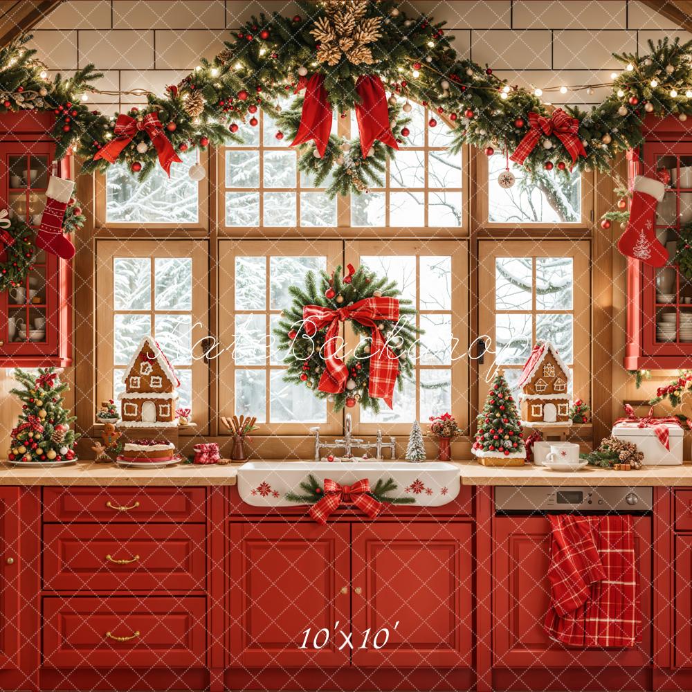 Kate Christmas Kitchen Gingerbread Backdrop Designed by Emetselch - Kate Backdrop AU