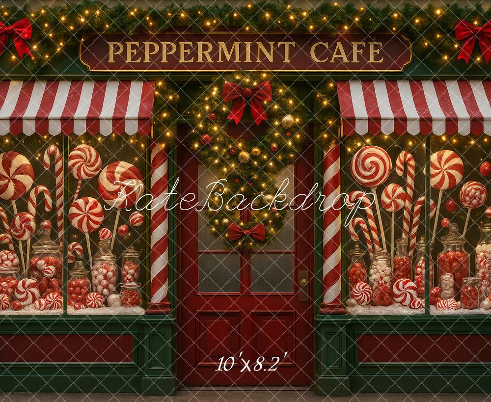 Kate Christmas Peppermint Candy Cafe Backdrop Designed by Ashley Paul