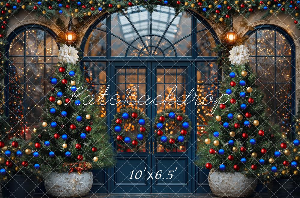 Kate Christmas Trees Wreaths Door Garland Backdrop Designed by Mini MakeBelieve - Kate Backdrop AU