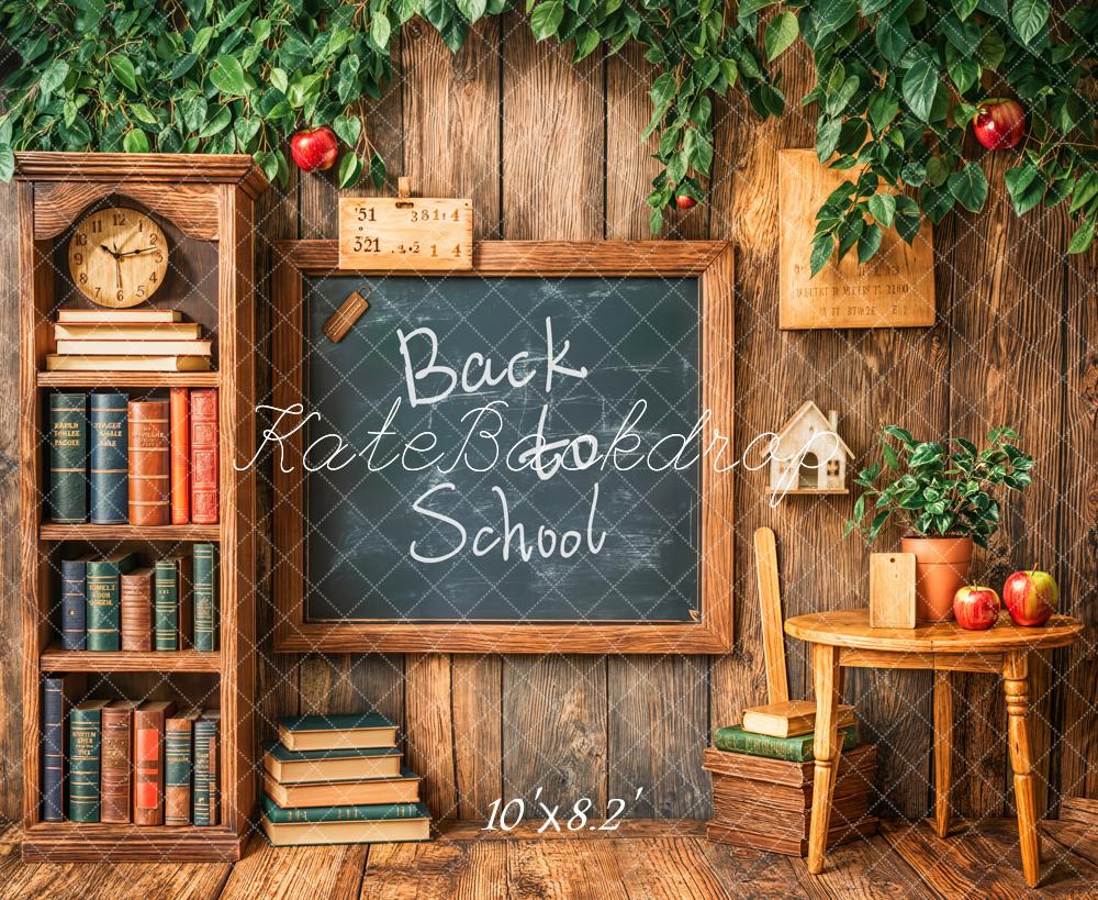 Kate Back to School Blackboard Books Apple Wood Backdrop Designed by Emetselch - Kate Backdrop AU