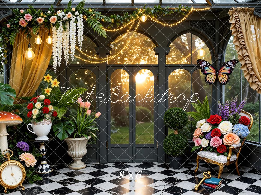 Kate Spring Sunroom Flowers Clock Backdrop Designed by Mini MakeBelieve