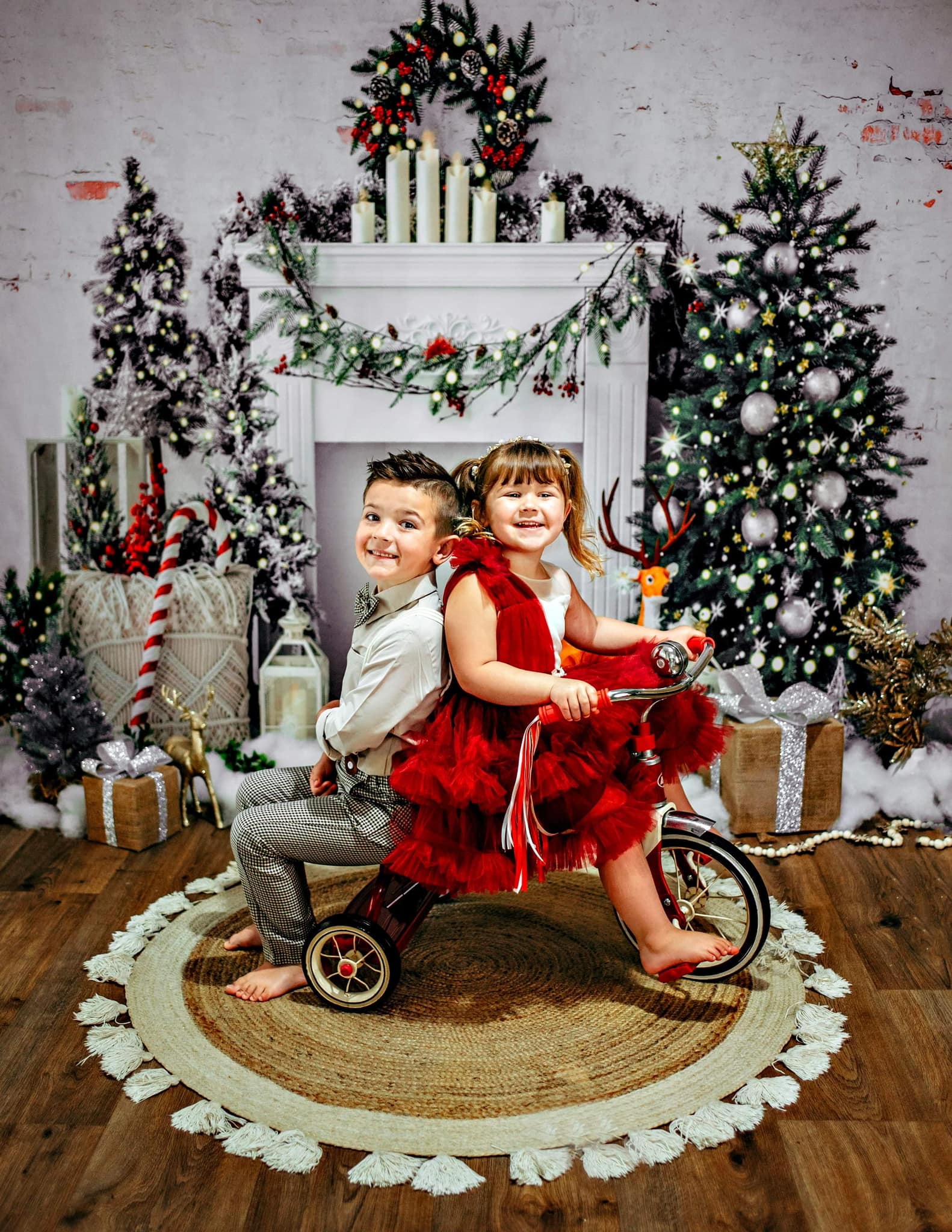 Kate Christmas Boho Fireplace Elk Backdrop Designed by Emetselch - Kate Backdrop AU