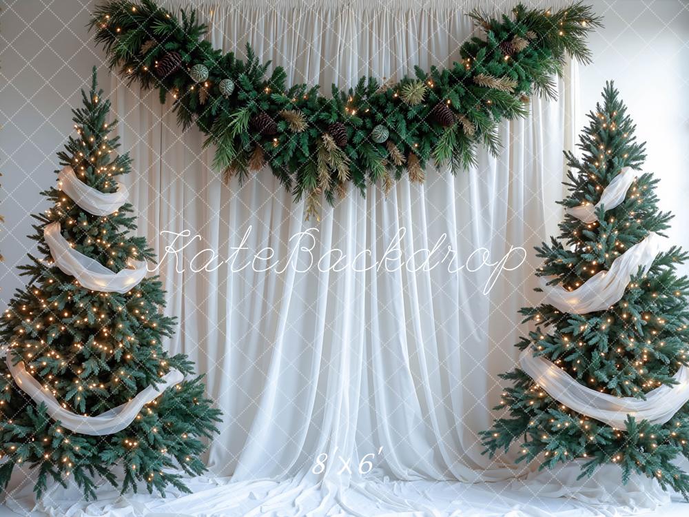 Kate Christmas Tree White Drapes Backdrop Designed by Mini MakeBelieve