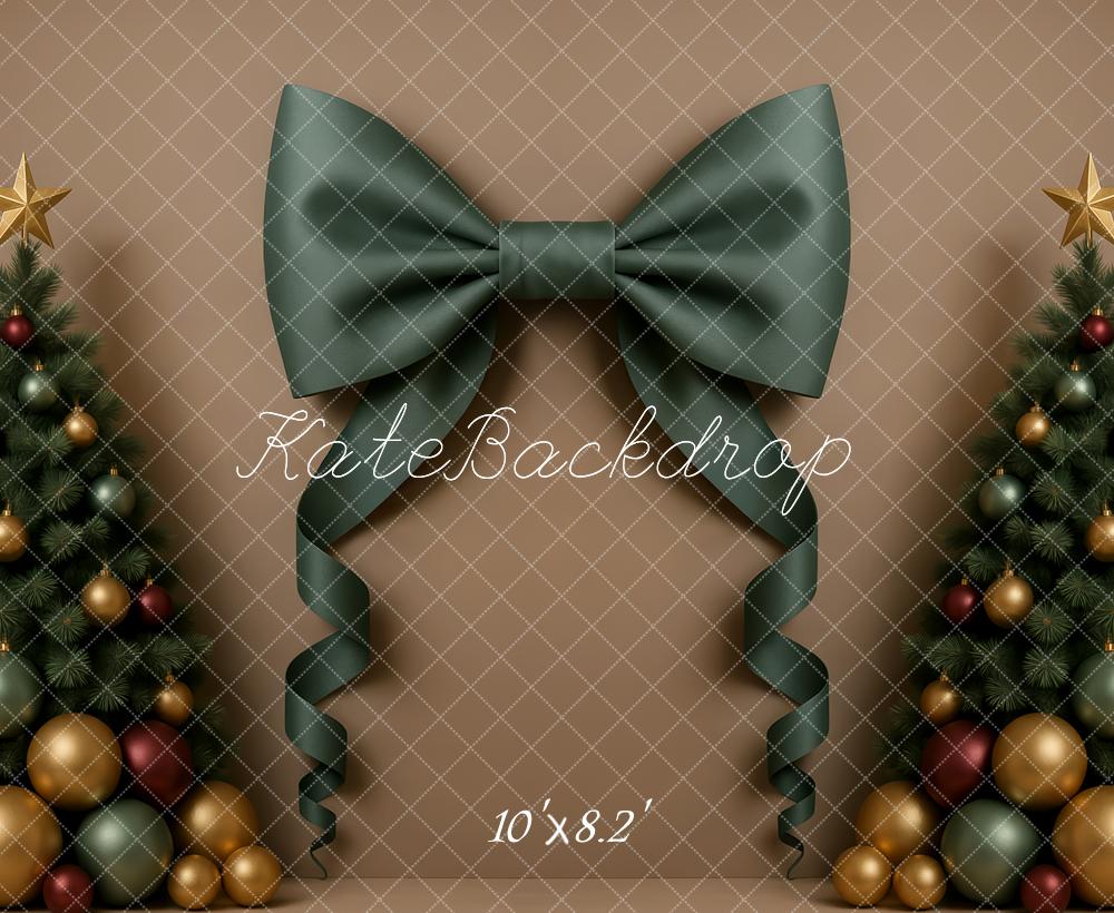 Kate Christmas Trees Green Bow Backdrop Designed by Patty Roberts
