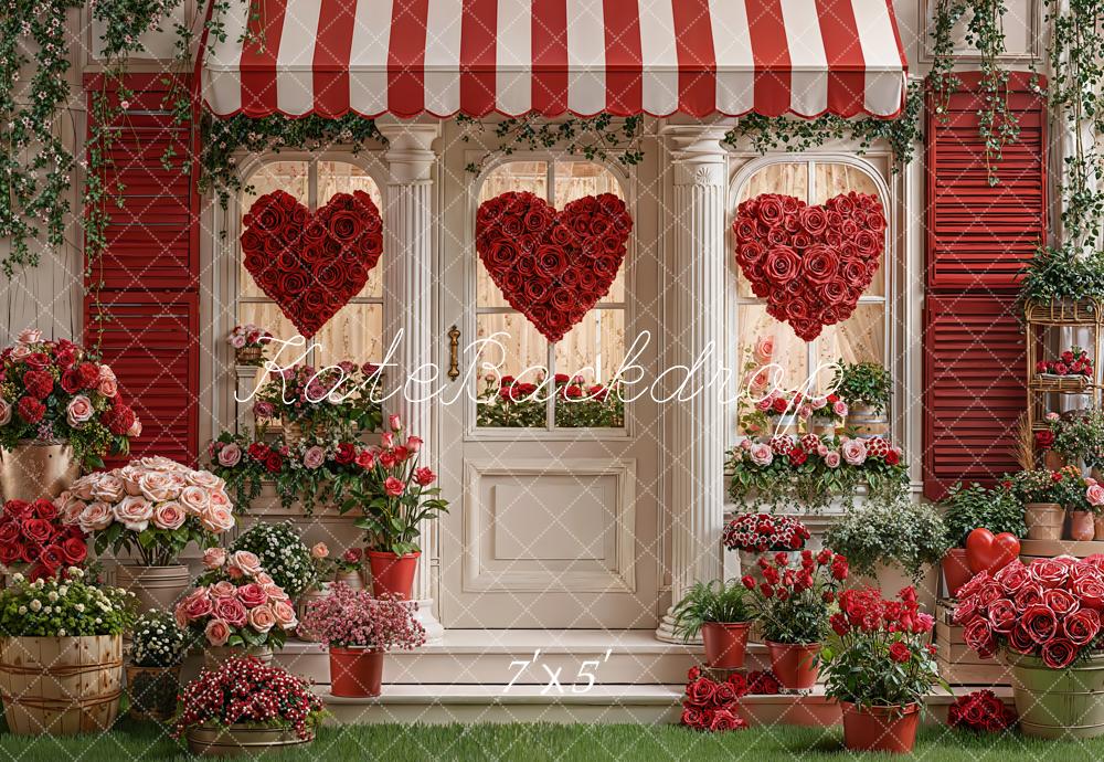 Kate Valentines Red Roses Heart Backdrop Designed by Emetselch