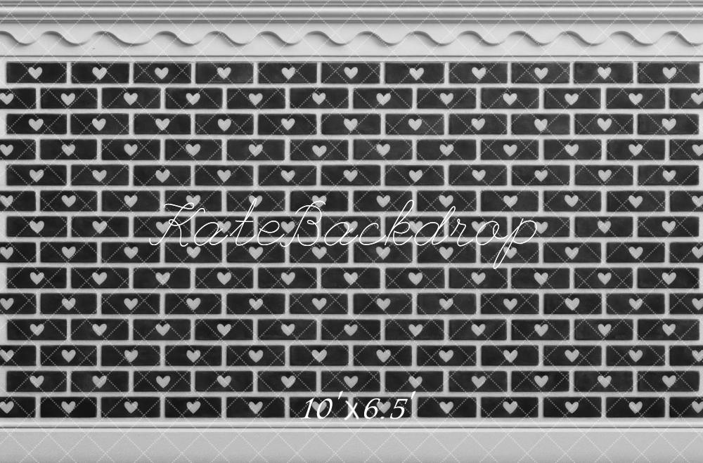 Kate Heart Brick Pattern Wall Backdrop Designed by Mini MakeBelieve