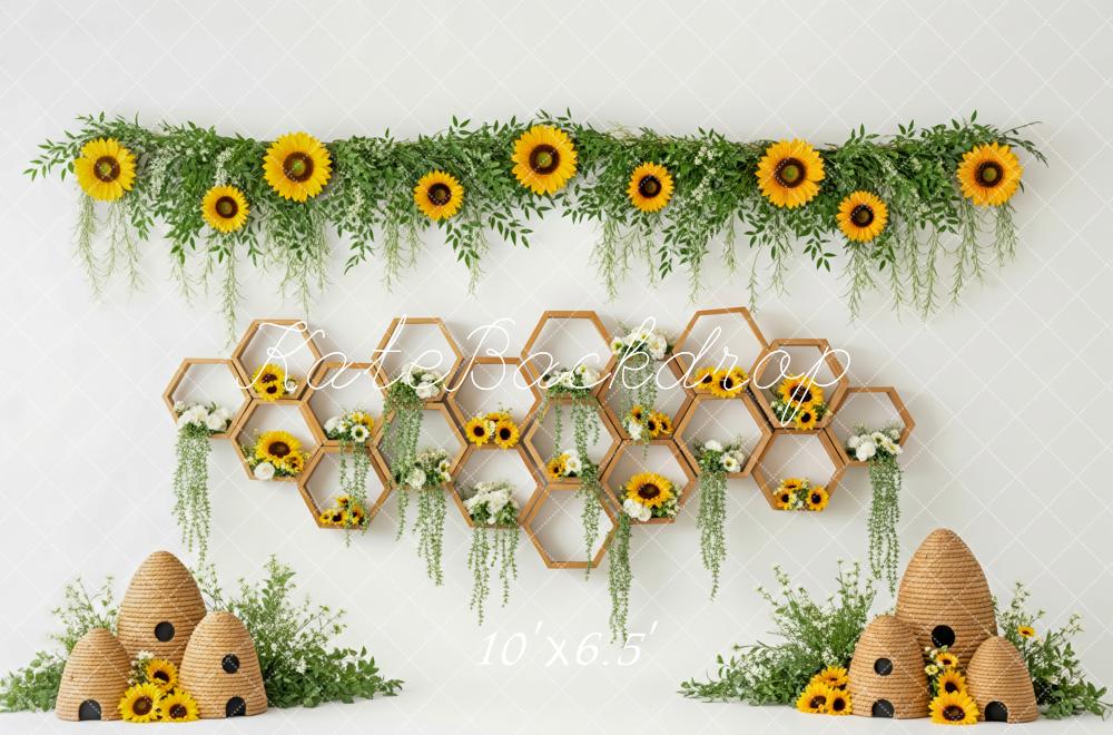 Kate Sunflower Hexagon Hive Cake Smash Backdrop Designed by Patty Roberts