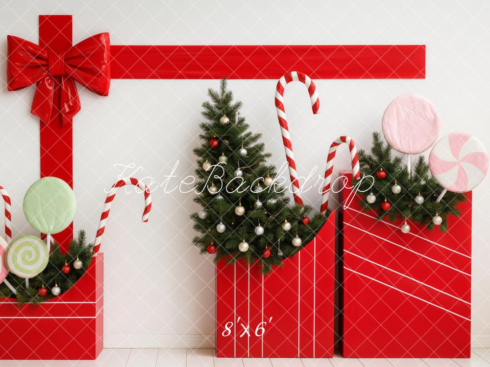 Kate Christmas Gift Lollipops Candy Canes Red Backdrop Designed by Patty Roberts