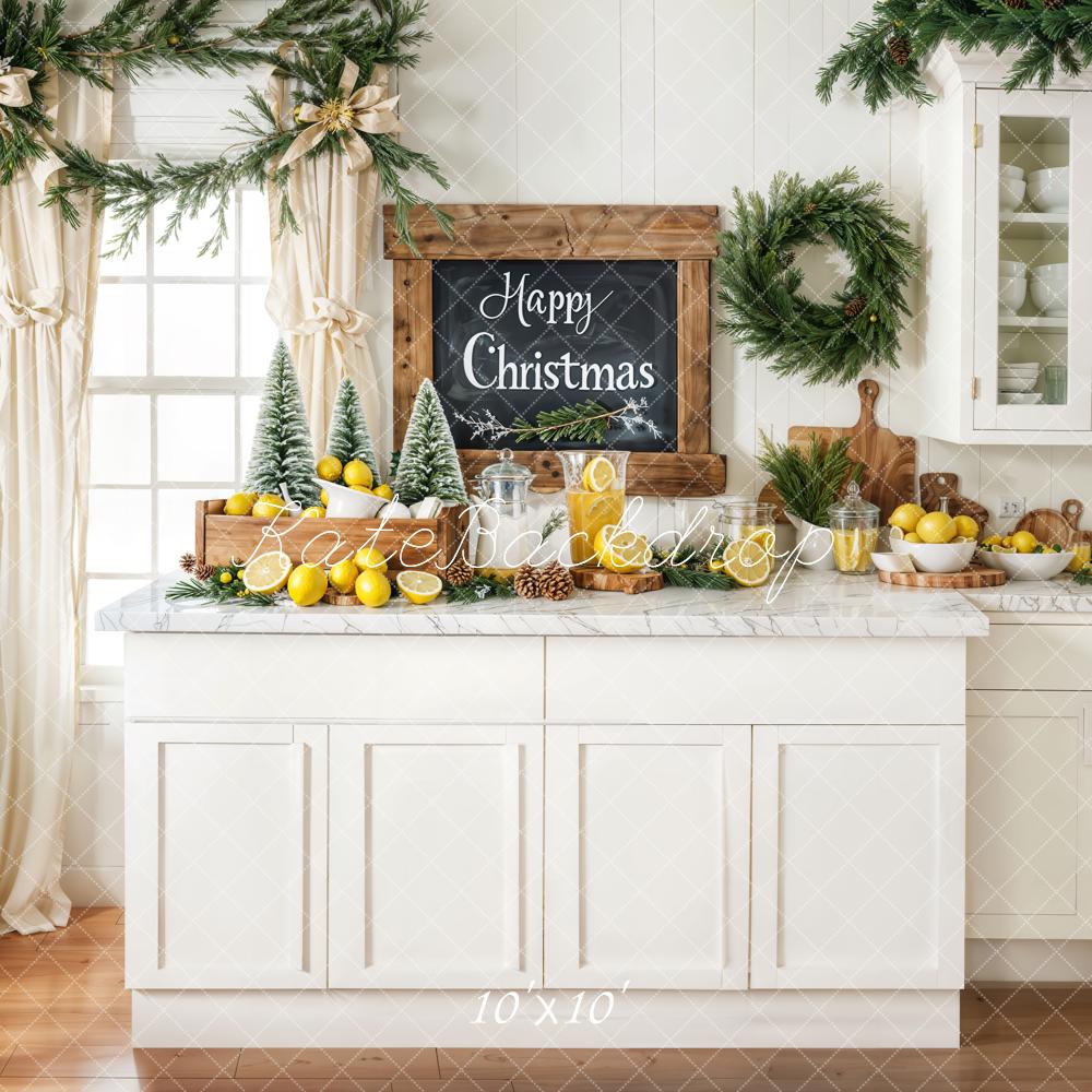 Kate Christmas Kitchen Garland Lemons Backdrop Designed by Chain