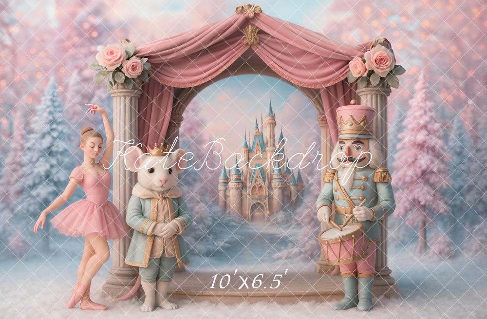 Kate Nutcracker Ballet Castle Arch Pink Backdrop Designed by Ashley Paul - Kate Backdrop AU