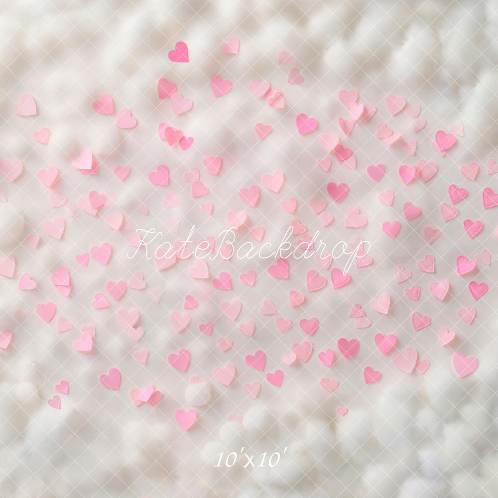Kate Pink Hearts Soft Clouds Backdrop Designed by Chain - Kate Backdrop AU