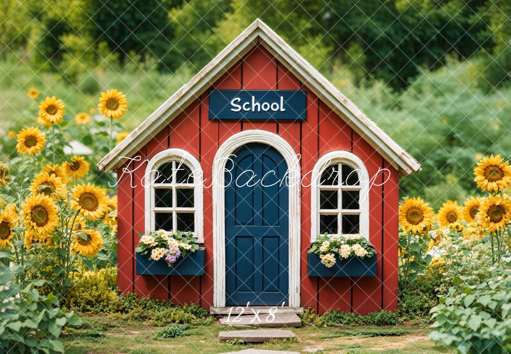 Kate Back to School Sunflowers Fleece Backdrop Designed by Emetselch - Kate Backdrop AU