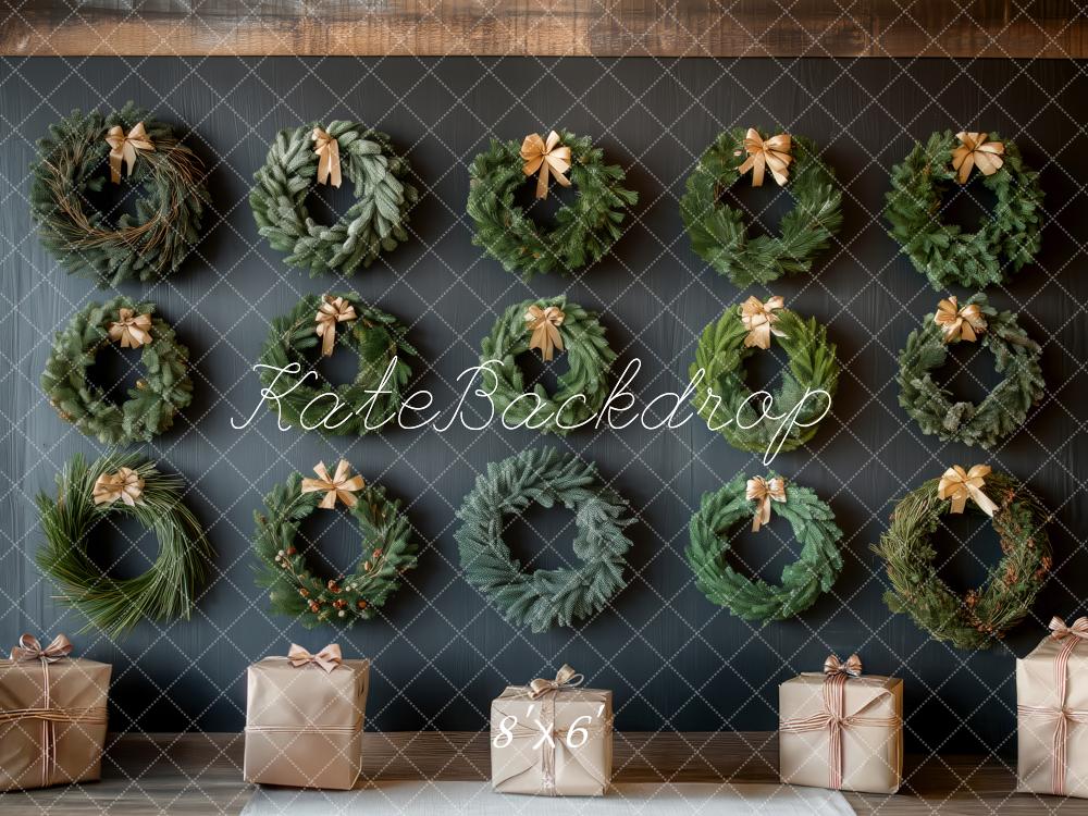 Kate Christmas Wreaths Gifts Wall Backdrop Designed by Patty Roberts - Kate Backdrop AU